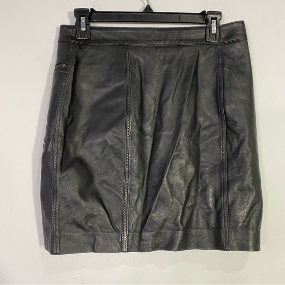 LUCKY BRAND Black Lamb Leather Moto Skirt 6 - Picture 7 of 10